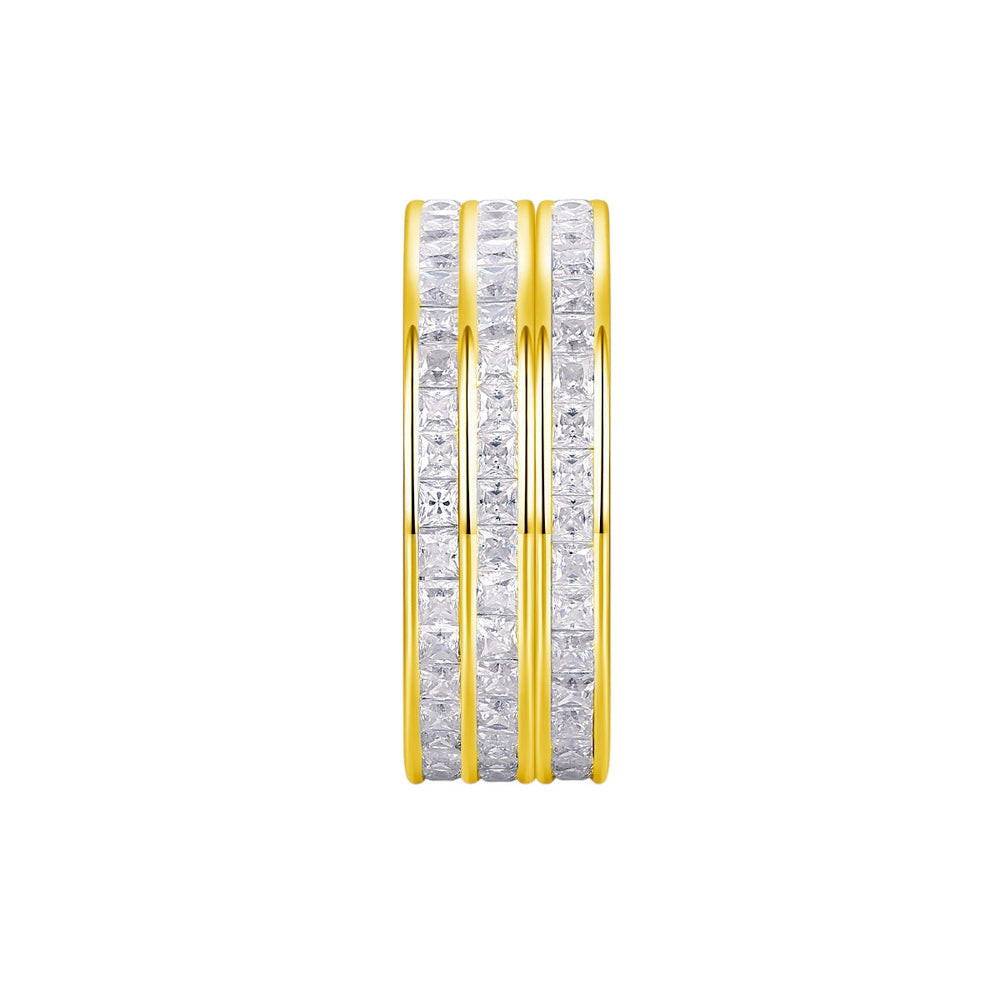 Triple row wide band ring in yellow gold vermeil, vertical side profile